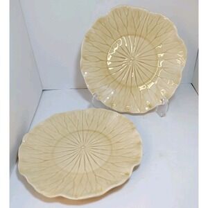 Pair‎ Vintage Metlox Poppytrail Lotus Leaves Dinner Plate 11 In Set Of 2
